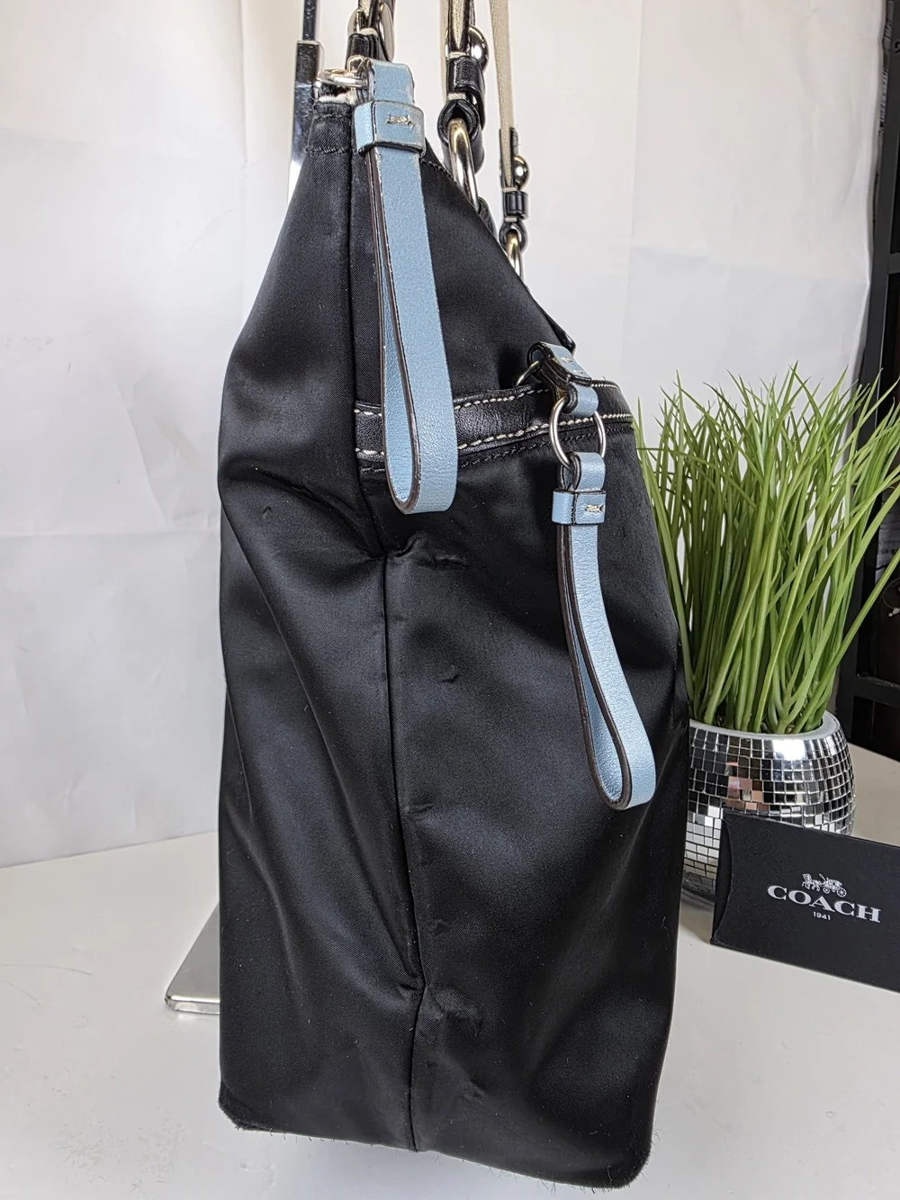 Coach Hampton Black Nylon Shoulder Tote Bag